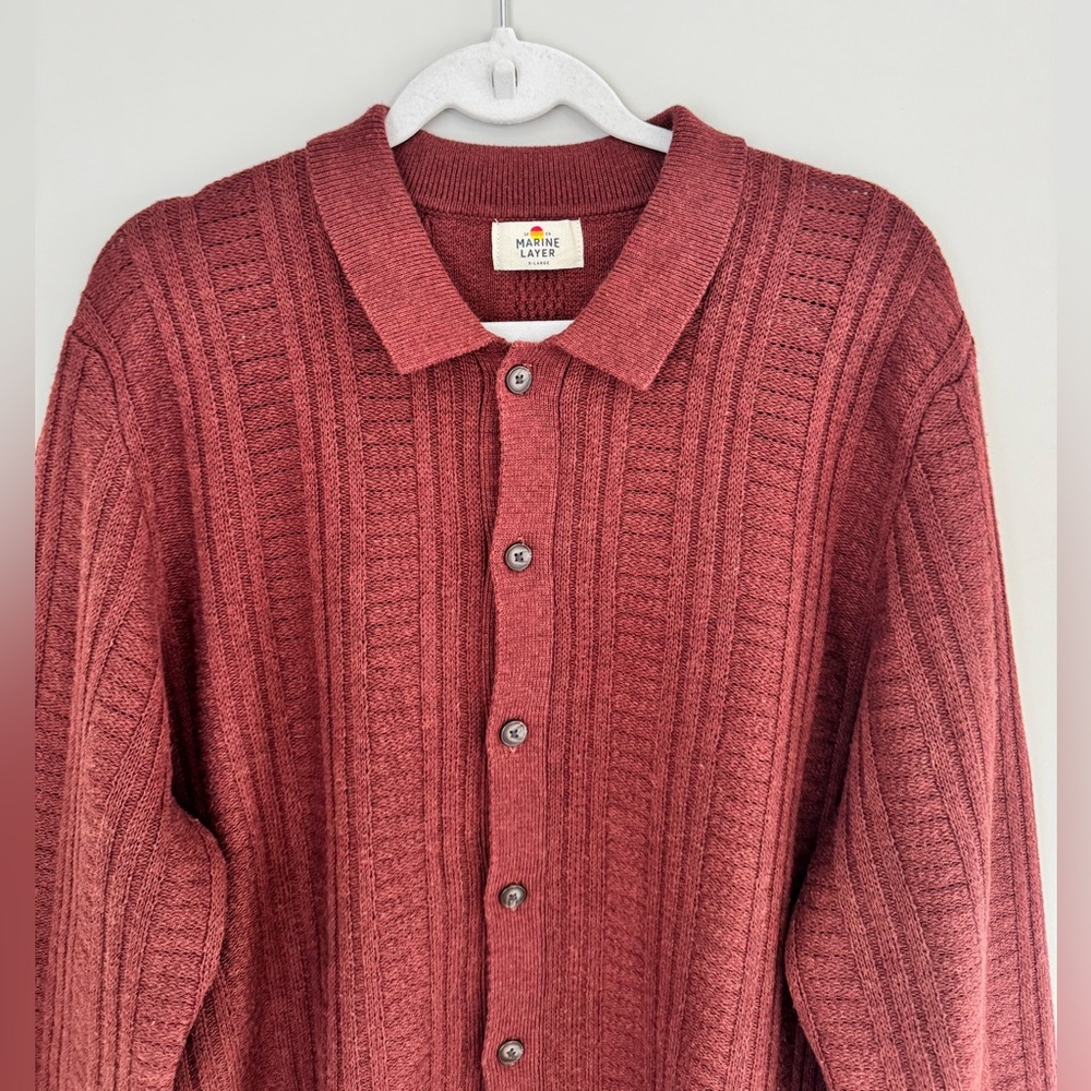 Marine Layer Arthur Sweater Cardigan Button Merino Wool Blend Veneer size XL - Picture 6 of 16